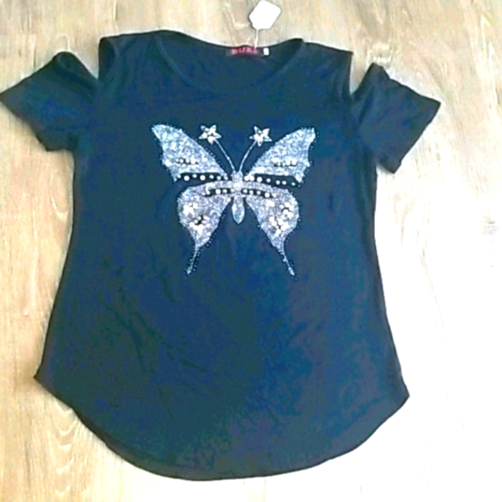 BUZZ Cold Shoulders BUTTERFLY SHIRT